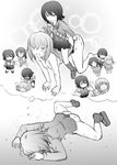  &gt;_&lt; akiyama_yukari bdsm bondage bound closed_eyes commentary_request girls_und_panzer glasses greyscale isuzu_hana itsumi_erika kuromorimine_school_uniform long_hair military military_uniform monochrome multiple_girls nishizumi_maho nishizumi_miho nude ooarai_school_uniform reizei_mako riding riding_crop school_uniform short_hair skirt steed_(steed_enterprise) takebe_saori uniform younger yuri 