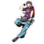  7th_dragon 7th_dragon_(series) 7th_dragon_2020 7th_dragon_2020-ii bandana brown_hair hacker_(7th_dragon) headphones male_focus miwa_shirou official_art pins solo watch wristwatch 