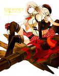  alisa_ilinichina_amiella alternate_age back-to-back boots breasts cabbie_hat coat elbow_gloves gloves god_eater hat long_hair looking_at_viewer midriff plaid skirt thigh_boots thighhighs underboob 