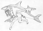  breasts claspers cum erection female feral fish great greyscale hair interspecies male marine monochrome nude penis sea shark sketch unknown_artist water white 