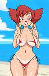  big_breasts bikini breasts cleavage clothed clothing disney ear_piercing female goof_troop looking_at_viewer meegol milf mother parent peg_pete piercing smile swimsuit tan_line tight_clothing 