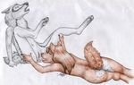  anthro anus bowmanswolf brown_fur brown_hair canine clitoris cunnilingus dog duo eyes_closed female florence_ambrose freefall fur grey_fur hair legs_up lesbian licking lying mammal on_side oral oral_sex pussy pussy_juice sex spread_legs spreading tongue vaginal webcomic windpaw wolf 