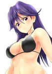  bikini black_bikini breasts kozy kuroki_rei long_hair medium_breasts purple_eyes purple_hair solo swimsuit vividred_operation 