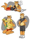  canine chubby cigarette dog ear_piercing howie_(vasuki) male mammal piercing reptile scalie shiba_inu smoking snake topless underwear vasuki 