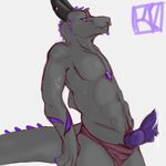  bumps cute dragon erection horn invalid_tag k0suna knot male nude penis piercing plain_background purple_penis solo stubby white_background 