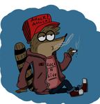  hat male mammal raccoon regular_show rigby smoking solo 