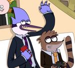  bird blue_jay male mammal mordecai nyannekiro raccoon regular_show rigby 