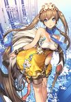  bird blue_eyes braid brown_hair chunhyang crown_braid dress flower hair_flower hair_ornament hair_ribbon kkuem korean long_hair looking_at_viewer million_arthur_(series) ribbon smile solo tri_tails very_long_hair 