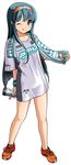  ;p aqua_eyes aqua_hair bare_legs hairband long_hair no_socks one_eye_closed oversized_clothes oversized_shirt project_mu shirt solo tongue tongue_out wristband yamaguchi_miu 