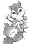  alvin_seville balls chipmunk cub cute feral greyscale lando male mammal monochrome paws penis penis_tip plain_background rodent sheath solo white_background young 