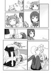  bad_id bad_pixiv_id bed carrying chin_tickle comic drill_hair greyscale hair_ornament hair_ribbon hairclip highres ichigo_mashimaro kaname_madoka kyubey lifting lying mahou_shoujo_madoka_magica miki_sayaka monochrome multiple_girls pantyhose parody ribbon school_uniform short_hair short_twintails style_parody thighhighs tomoe_mami twin_drills twintails yoplait 