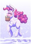  basket bunny_costume egg equine eyes_closed female feral friendship_is_magic fur hair happy hop hopping horse inuhoshi-to-darkpen mammal my_little_pony pink_fur pink_hair pinkie_pie_(mlp) pony snow snowing solo tongue 
