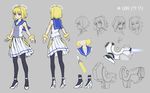  bad_id bad_pixiv_id bangle black_legwear blonde_hair bracelet character_sheet concept_art expressions fearless_night flat_chest gun halo high_heels highres jewelry multiple_views pantyhose pas_(paxiti) purple_eyes sailor_collar shoes short_hair simple_background skirt sleeveless smile turnaround uri_(fearless_night) weapon 