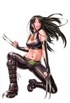  1girl absurdres black_hair boots breasts buckle choker claws full_body green_eyes highres laura_kinney lingerie marvel navel pants underwear x-23 x-men yamashita_shun&#039;ya yamashita_shun'ya 