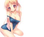  blonde_hair cleavage momoi_komomo original swimsuit towel white 