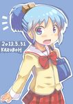  :d alternate_hairstyle bag blue_eyes blue_hair blush bow hair_cubes hair_ornament kazuboh naganohara_mio nichijou open_mouth plaid plaid_skirt ponytail school_uniform sidelocks skirt smile solo tokisadame_school_uniform 