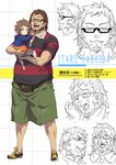  1girl amane_suzuha banjoo brown_hair character_name child child_carry closed_eyes crying expressions facial_hair family father_and_daughter glasses happy hashida_itaru pouch shoes shorts sketch smile spoilers steins;gate timeskip younger 