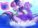  book britishstarr equine female feral friendship_is_magic hair horn horse inflatable inflatable_ring levitation magic mammal multi-colored_hair my_little_pony nose_clip pony purple_eyes solo splash twilight_sparkle_(mlp) unicorn water worried 