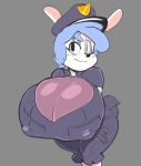  2019 big_breasts breasts cleavage clothed clothing eyelashes female hi_res huge_breasts lagomorph mammal molly_(angstrom) nipple_bulge one_eye_closed police_uniform rabbit smile solo standing thick_thighs uniform vimhomeless voluptuous wide_hips wink 