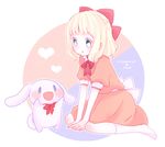  blonde_hair blue_eyes bow cinnamoroll creature hair_bow kohori mother_(game) mother_2 paula_(mother_2) ribbon solo white_legwear 