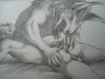  butt butt_grab canine difference ear_tuft fur gay human human_on_anthro interspecies lying male mammal nude on_front on_stomach open_mouth sinistervibe size size_difference spread_butt spreading tongue tongue_out tuft were werewolf 
