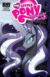  april_fools cat_eyes english_text equine eyeshadow female friendship_is_magic glancojusticar glowing grey_eyes hair horn looking_at_viewer magic makeup mammal my_little_pony nightmare_rarity_(mlp) purple_hair slit_pupils solo sparkles text two_tone_hair unicorn white_hair 