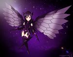  accel_world black_hair black_lotus_(accel_world) blush kuro_yuki_hime long_hair red_eyes thighhighs wings 