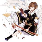  bad_id bad_pixiv_id brown_hair card cardcaptor_sakura clow_card dress full_body fuuin_no_tsue green_eyes kinomoto_sakura kyer magical_girl short_hair solo wand wings 