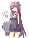  &gt;_&lt; :d alternate_costume bat_wings blush bow breasts bun_cover chibi closed_eyes crescent crescent_hair_ornament hair_bow hair_bun hair_ornament head_wings jumping koakuma large_breasts long_hair multiple_girls name_tag open_mouth patchouli_knowledge purple_eyes purple_hair simple_background sketch smile swimsuit touhou usume_shirou white_background wings xd 