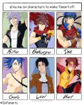  bart_allen black_hair bloody_roar brown_hair dc_comics fire_emblem galo_thymos highres ike_(fire_emblem) kid_flash kingdom_hearts kingdom_hearts_iii multiple_drawing_challenge ogami_kenji promare shingeki_no_kyojin six_fanarts_challenge young_justice 