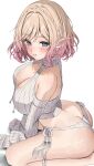  1girl absurdres ass blush breasts cleavage highres indie_virtual_youtuber looking_at_viewer pointy_ears smile solo sweater teeth underwear vitaminechan wide_hips 