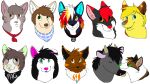 2013 akita akita_inu aliasing ambiguous_form ambiguous_gender black_body black_collar black_fur black_hair black_inner_ear black_kerchief black_mane black_neckerchief black_nose blep blonde_hair blue_body blue_eyes blue_fur blue_inner_ear blue_kerchief blue_neckerchief bluekyokitty bovid bovine brown_body brown_fur brown_hair brown_inner_ear brown_nose canid canine canis cattle cheek_tuft collar collar_tag countershade_fur countershading digital_drawing_(artwork) digital_media_(artwork) domestic_cat domestic_dog ear_piercing ear_tuft eyebrows eyes_closed facial_piercing facial_tuft felid feline felis fox fur gauged_ear green_eyes green_inner_ear green_markings green_nose green_tongue grey_body grey_fur grey_nose group hair hair_over_eye head_tuft headshot_portrait homophobic_slur horn jewelry kerchief mammal mane markings mixed_breed neckerchief necklace nose_piercing nose_ring nuzzling one_eye_obstructed open_mouth orange_eyes orange_markings piercing pink_inner_ear pink_nose pink_tongue pomsky portrait red_hair red_nose ring_piercing sebdoggo simple_background slur smile snout spitz tan_body tan_fur tan_horn tan_inner_ear text_on_neckerchief tongue tongue_out tuft whiskers white_background white_body white_countershading white_fur wolf yellow_body yellow_eyes yellow_fur