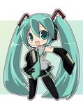  aqua_eyes aqua_hair chibi detached_sleeves hatsune_miku kannazuki_yukito long_hair long_sleeves necktie oversized_clothes skirt solo thighhighs twintails very_long_hair vocaloid 