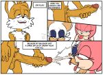 amy_rose anthro balls bat bodily_fluids canid canine comic cum cum_on_face dialogue ejaculation erection eulipotyphlan female fox genital_fluids genitals group group_sex hedgehog male mammal masturbation miles_prower mrguy820 nude penis pubes rouge_the_bat sega sex sonic_the_hedgehog_(series) stroking stroking_penis sweat text threesome tongue tongue_out trio