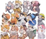  6+girls absurdres animal_ear_fluff animal_ears bare_shoulders bird_girl bird_wings black_eyes black_hair blonde_hair blue_eyes blue_hair blush bow bowtie breasts brown_eyes brown_hair caracal_(kemono_friends) caracal_ears cetacean_tail chevrotain_(kemono_friends) common_dolphin_(kemono_friends) dhole_(kemono_friends) dog_(mixed_breed)_(kemono_friends) dog_ears dog_girl dog_tail dolphin_girl dress elbow_gloves emperor_penguin_(kemono_friends) extra_ears ezo_red_fox_(kemono_friends) feathered_wings fins fish_tail fox_ears fox_girl fox_tail glasses gloves grey_hair head_fins head_wings heterochromia high-waist_skirt highres jaguar_(kemono_friends) jaguar_ears jaguar_girl jaguar_print jaguar_tail jknor kemono_friends kemono_friends_2 kemono_friends_3 kemono_friends_kingdom large_breasts least_weasel_(kemono_friends) long_hair long_sleeves looking_at_viewer medium_breasts meerkat_(kemono_friends) meerkat_ears meerkat_tail multicolored_hair multiple_girls nintendo_switch open_mouth orange_bow orange_bowtie orange_hair orange_tail otter_ears otter_girl otter_tail pantyhose penguin_girl penguin_tail print_bow print_bowtie print_gloves print_skirt ribbon scarf serval_(kemono_friends) serval_print shirt shirt_under_shirt shoebill_(kemono_friends) short_hair shorts simple_background skirt sleeveless sleeveless_shirt small-clawed_otter_(kemono_friends) smile striped_tail sweater tail toeless_legwear traditional_bowtie two-tone_bowtie two-tone_hair two-tone_sweater walrus_(kemono_friends) weasel_ears weasel_girl weasel_tail white_bow white_bowtie white_hair wings 