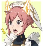  alisa_(vallurite) animal_ears apron cowlick fire_emblem fire_emblem_heroes frilled_apron frills glowing_ears hair_bun maid_headdress open_mouth portrait ratatoskr_(fire_emblem) squirrel_ears squirrel_girl surprised teeth upper_teeth_only wide-eyed 