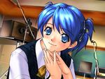  blue_eyes blue_hair game_cg joy_ride non-web_source pinup_girls quad_tails short_hair smile solo studio 