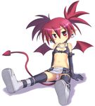  bad_id bad_pixiv_id bat_wings disgaea elbow_gloves etna flat_chest gloves kazuboh miniskirt panties pantyshot pink_panties pointy_ears red_eyes red_hair sitting skirt solo tail thighhighs underwear wings 