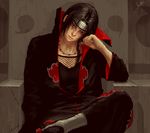  black_hair chin_rest headband luke_uehara male_focus naruto naruto_(series) red_eyes sitting solo throne uchiha_itachi 