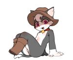 absurd_res anthro bell bell_collar boots breasts claws clothing collar featureless_breasts featureless_crotch felid female footwear hat headgear headwear hi_res mammal maplestory navel pink_eyes sangobob tail treecat