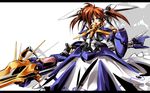  alternate_costume alternate_weapon angry armor dress fingerless_gloves gloves huge_weapon letterboxed lyrical_nanoha magical_girl mahou_shoujo_lyrical_nanoha mahou_shoujo_lyrical_nanoha_the_movie_1st matsuno_canel mecha mecha_musume open_mouth purple_eyes raising_heart red_hair shadow shield short_twintails solo standing takamachi_nanoha twintails wallpaper weapon 