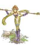  animal_ears boots breath_of_fire breath_of_fire_ii cat_ears green_eyes knee_boots red_hair rinpoo_chuan ryuu_(mat_hin) short_hair solo staff tail 