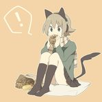  1girl animal_ears cat_ears eating hayato_(meromoni) original scarf socks solo 