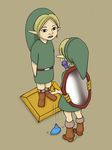  artist_request blonde_hair link lowres male_focus multiple_boys pointy_ears shield sword the_legend_of_zelda the_legend_of_zelda:_majora's_mask weapon young_link 