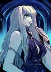  blonde_hair blue_eyes breasts large_breasts long_hair macross macross_frontier matsumoto_noriyuki microphone sheryl_nome solo 