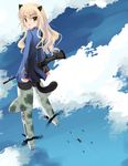  animal_ears blonde_hair cat_ears glasses long_hair ooka_(skavler) pantyhose perrine_h_clostermann solo strike_witches striker_unit tail world_witches_series 