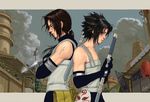  brothers kunai luke_uehara multiple_boys naruto naruto_(series) ninja sharingan siblings uchiha_itachi uchiha_sasuke weapon 