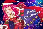  1girl blue_cape bodysuit cape christmas facial_mark fire_emblem fire_emblem_engage fire_emblem_heroes hair_ornament hat holly holly_hair_ornament merry_christmas multicolored_cape multicolored_clothes red_bodysuit red_cape red_eyes red_hair santa_hat shidu solo star_(symbol) star_facial_mark star_hair_ornament star_print two-tone_cape yunaka_(fire_emblem) yunaka_(fire_emblem)_(spirited_envoy) 