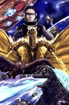  earth flying_saucer godzilla godzilla_(series) king_ghidorah rocket rodan space space_craft spaceship_p-1 star_(sky) x_seijin x_seijin_controller yuya 