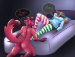 anthro artfox26 astrogalaxprotofox bed breasts butt canid canine canis clothed clothing comic crossgender deer digital_media_(artwork) domestic_dog duo female female/female fur furniture generic_fur goo_creature hi_res imminent_sex just_crimson lying machine mammal nude on_bed protogen simple_background sleeping slime speech_bubble tail